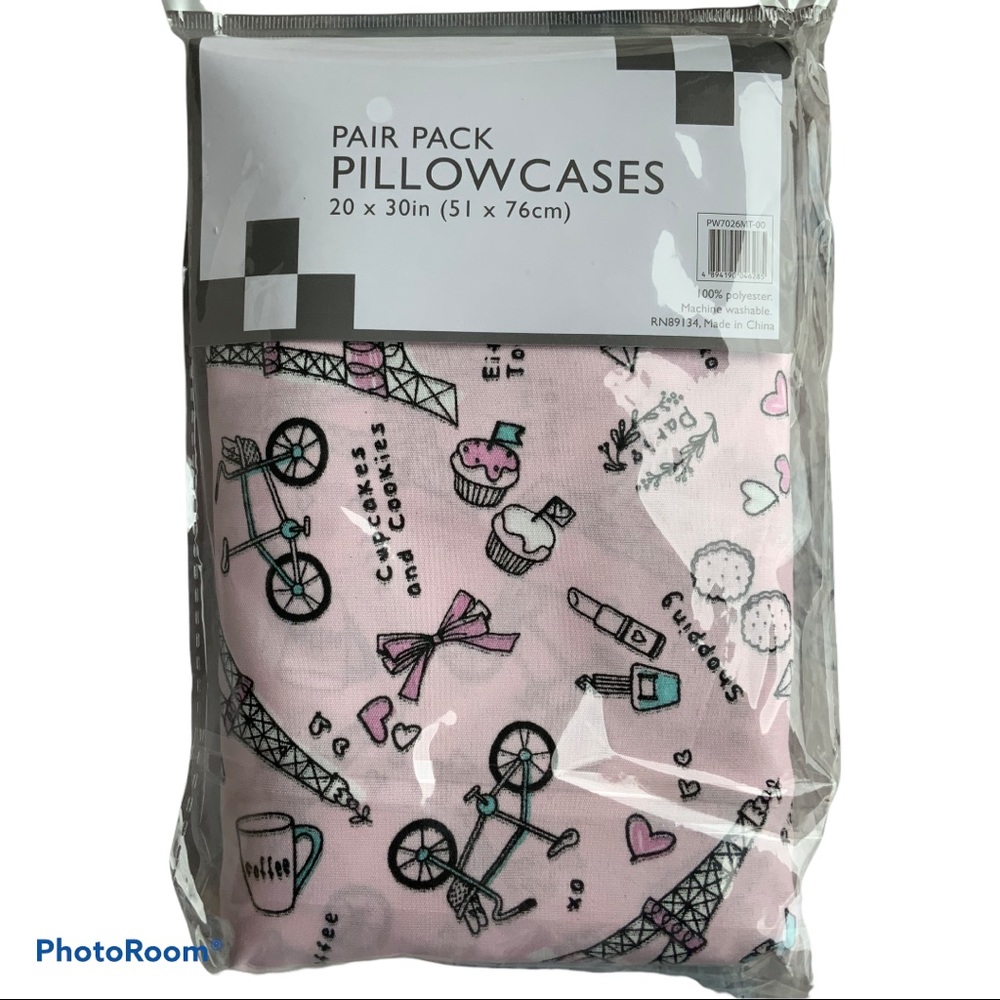 Paris French Eiffel Tower Pair Pillowcase Set Pink - Picture 4 of 4